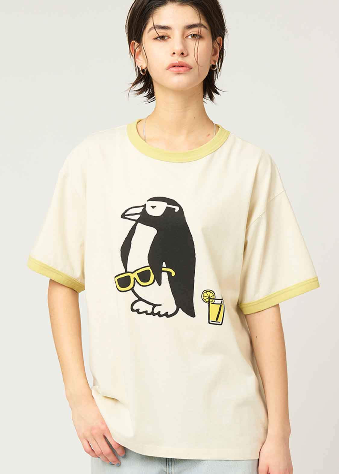 シティボーイペンギン｜ビッグシルエットリンガーTシャツ｜ユニ