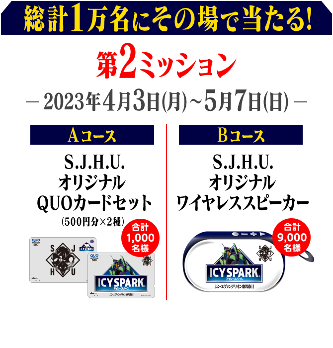 対象のアイシー・スパーク 1本購入で、必ずもらえる、合計1万名様に