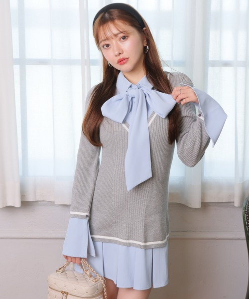 セール】シャツドッキングプリーツワンピース（ワンピース