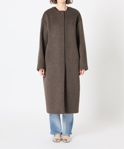 イエナ ナチュラル ウール100%ノーカラーロングコート サイズ36 IENA