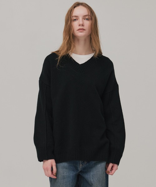 ラムウールVネックニット（ニット/セーター）｜PUBLIC TOKYO