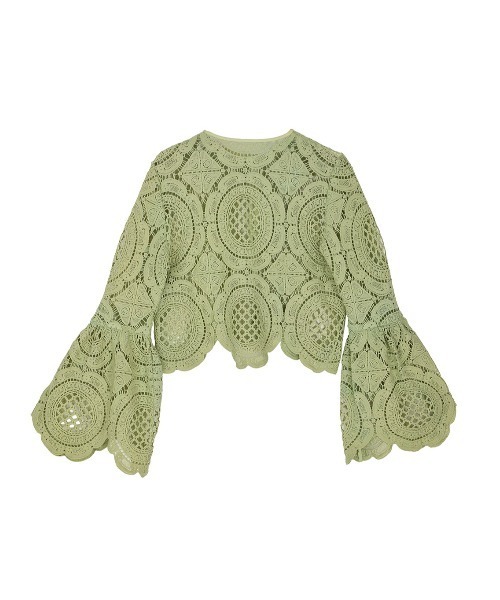 Ameri（アメリ）の「MEDI INDIAN 2WAY BIG LACE TOPS（Tシャツ