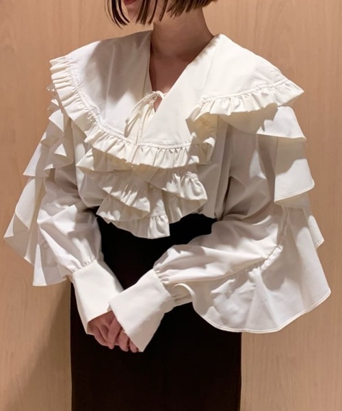 SNIDEL（スナイデル）の「ラッフルボリュームブラウス（シャツ