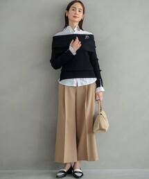 美品】エムアンドキョウコ 麻100％ ガウチョパンツ ベージュ 2 美品