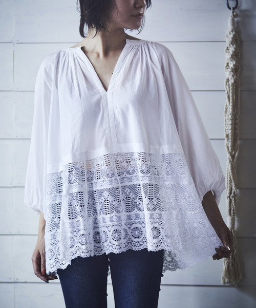 Sara mallika サラマリカ レースギャザートップス（シャツ/ブラウス