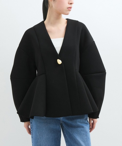 洗える】エッグブローチ付きペプラムカーディガン（カーディガン