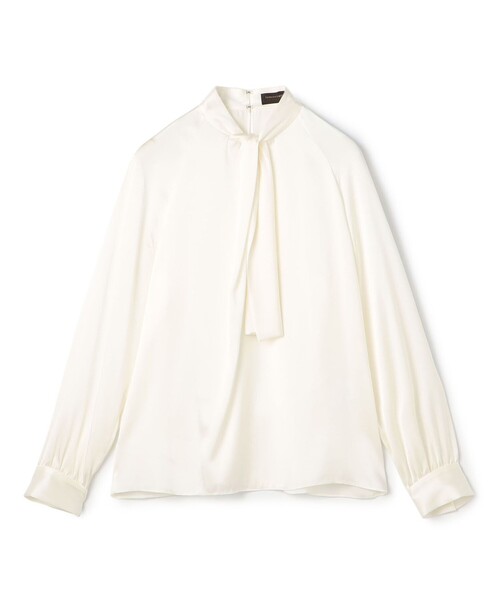 ウォッシャブルサテン フロントタイブラウス（シャツ/ブラウス