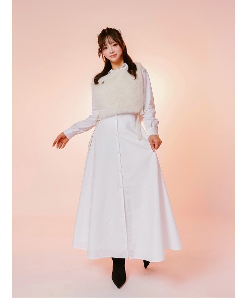 ロングフレアシャツワンピース&ファーベスト（ワンピース）｜Darich