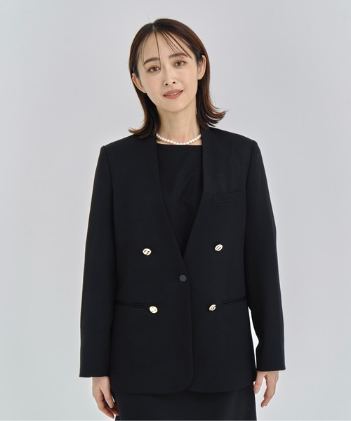 CINOH/チノ】BLACK FORMAL NO COLLAR JACKET/ブラックフォーマルノー