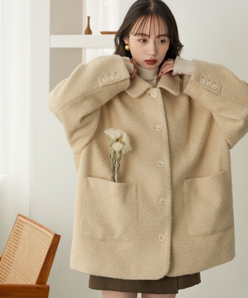 hinari（ヒナリ）の「ステンカラーシャギーミドルコート（その他