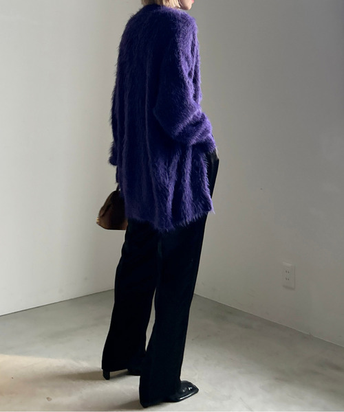 Ameri（アメリ）の「FEATHER OVER CARDIGAN WITH VEST（ニット