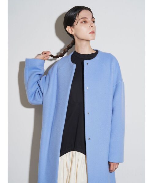 ELENDEEK 美品クールネックノーカラーコート 着用3回 ELENDEEK 美品