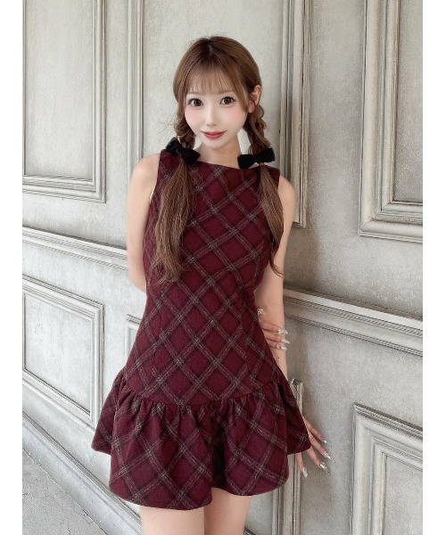 セール】タータンチェックノースリミニワンピース（ワンピース