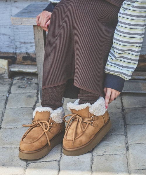 オリジナルフェイクムートンモカシンブーツ（モカシン/デッキシューズ