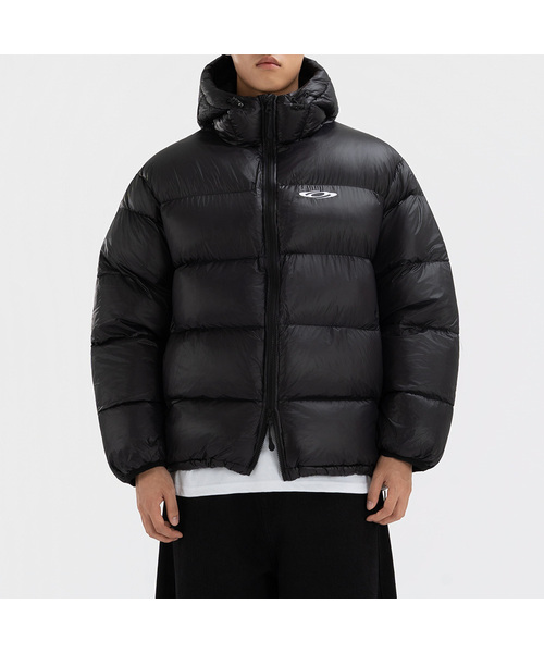 フードパーカーダウンジャケット グロッシーブラック（ダウン