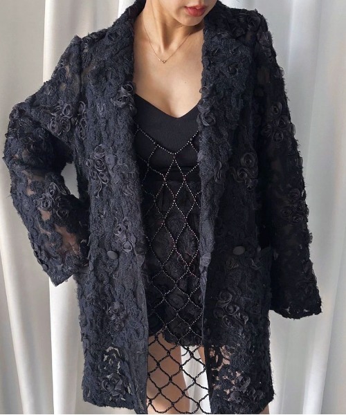 FLOWER MIX LACE SHEER JACKET（テーラードジャケット）｜Ameri