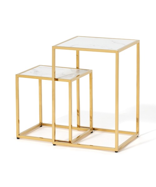 Francfranc レーヌ ネストテーブル2 マーブル×ゴールド 1118-1 楽天