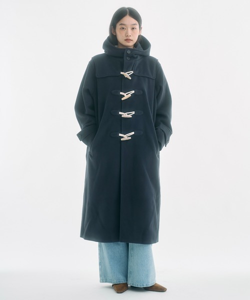 セール】high-neck hooded long duffle coat / ハイフードロング