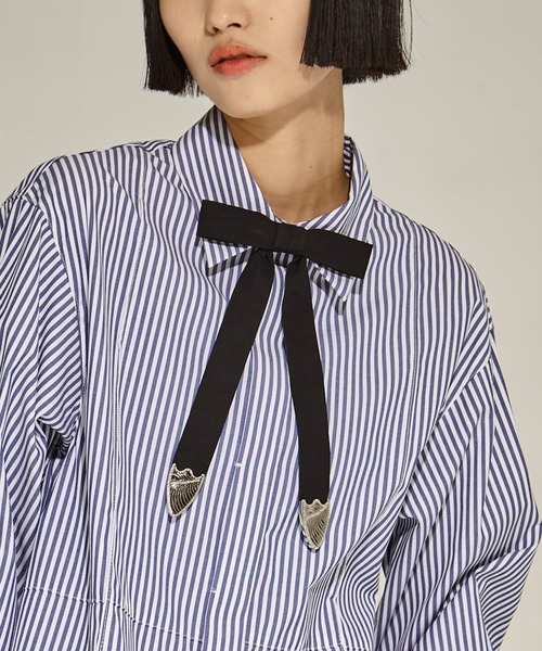 TOGA TOO/トーガトゥー】Metal ribbon clip tie/メタルリボンタイ