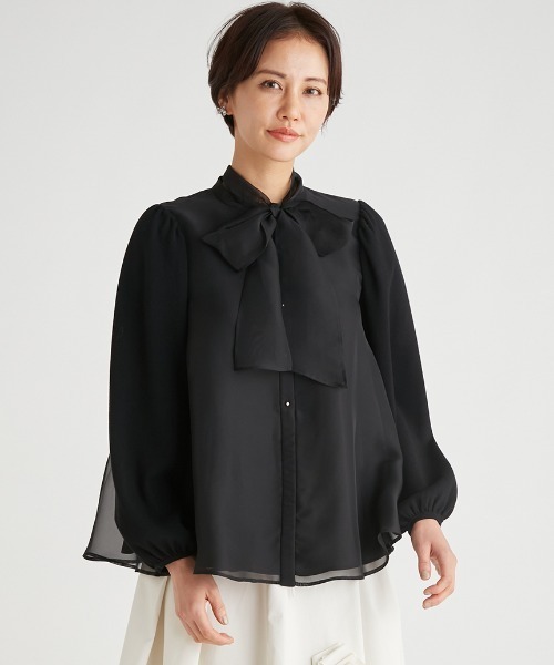CELFORD（セルフォード）の「ニットコンビオーガンジーフレアブラウス