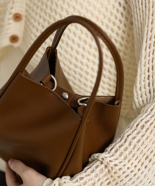 3wayフェイクレザーミニバッグ/ポーチ&2種類のショルダー紐付き