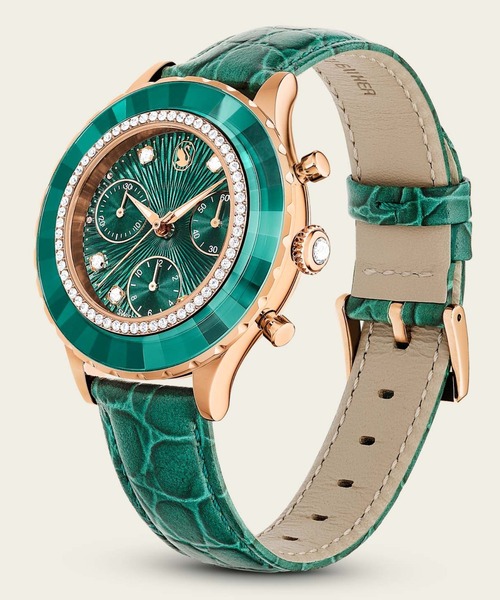 公式】【スワロフスキー】Octea chrono ウォッチ, スイス製, レザー