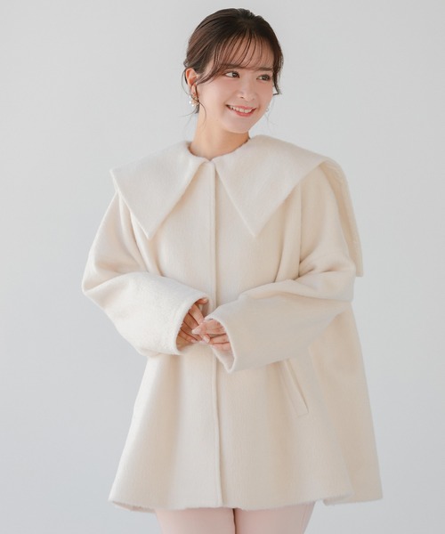 ビッグカラーウールライクシャギーコート（その他アウター）｜Fit more