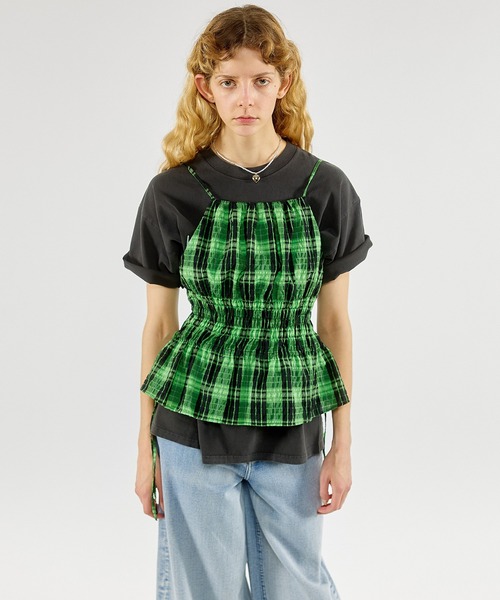 MAISON SPECIAL（メゾンスペシャル）の「Checked Shirring Bustier