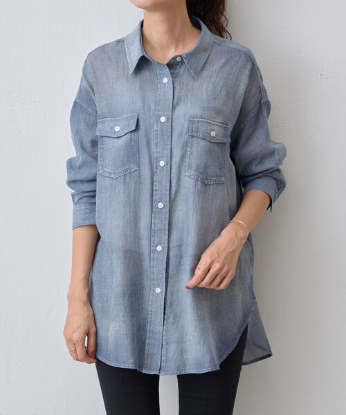 BEARDSLEY（ビアズリー）の「シフォンデニムシャツ（シャツ/ブラウス