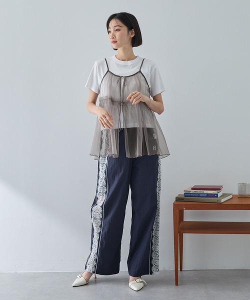 2WAYラメリボンチュールフリルキャミソール MONO-MART│MONO-MART