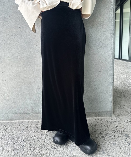 セール】【SELECT MOCA by SON】ベロアIラインロングスカート