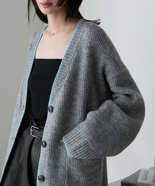forksy.】バイカラーラインオーバーサイズカーディガン forksy.│MONO