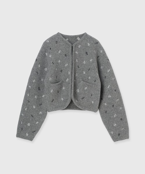 FLOWER EMBROIDERY KNIT JACKET/フラワーエンブロイダリーニット