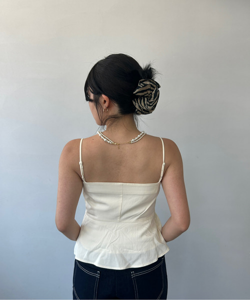 ボートネック フロントリボン キャミソールトップス FX24S023【Fano