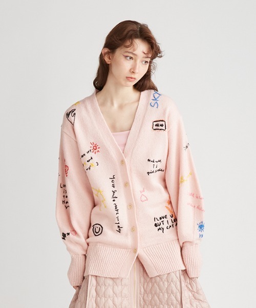 FURFUR（ファーファー）の「【限定カラー】メッセージ刺繍カーディガン