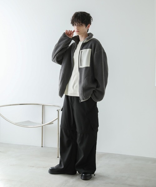 セール】フリースボアウォッシャブルスタンドネックブルゾン（ブルゾン