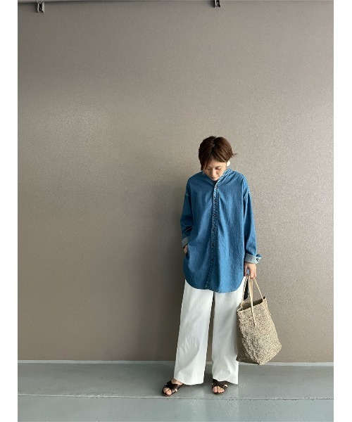 BEARDSLEY（ビアズリー）の「ノーカラーデニムシャツ（シャツ/ブラウス