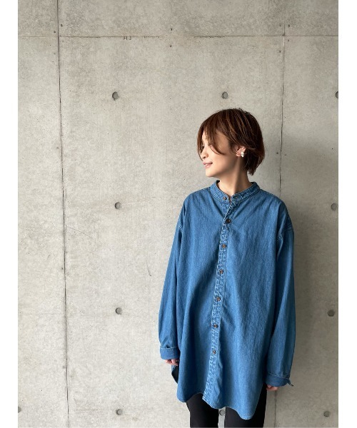 BEARDSLEY（ビアズリー）の「ノーカラーデニムシャツ（シャツ/ブラウス