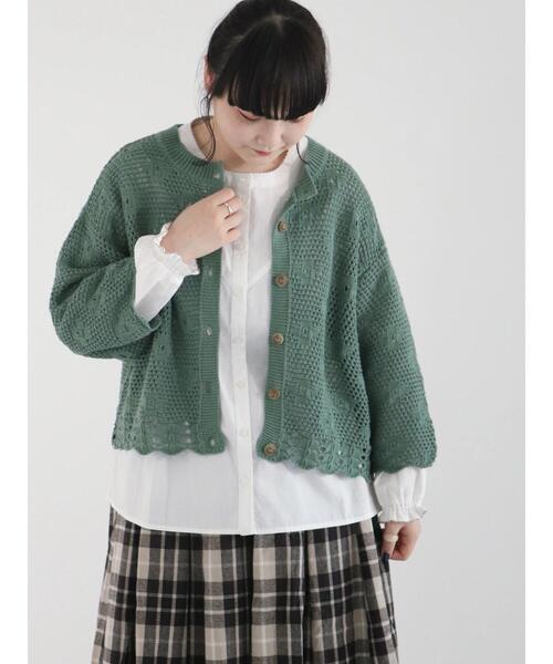 Samansa Mos2（サマンサ モスモス）の「綿麻花モチーフニット