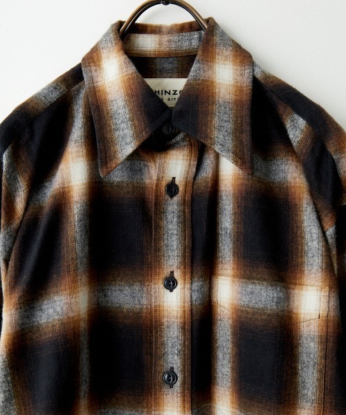 THE SHINZONE/ザ シンゾーン] ダブルカフ オンブレチェックシャツ
