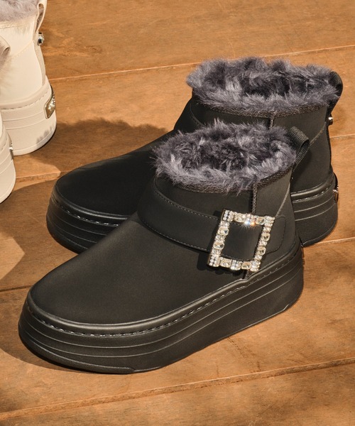 セール】【軽量】厚底エコファーブーツ（ブーツ）｜+diana（プラス