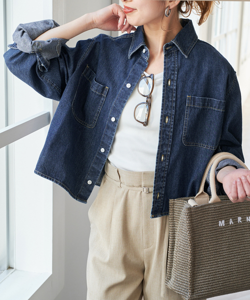 セール】《追加3》ショートデニムシャツ（シャツ/ブラウス）｜Spick