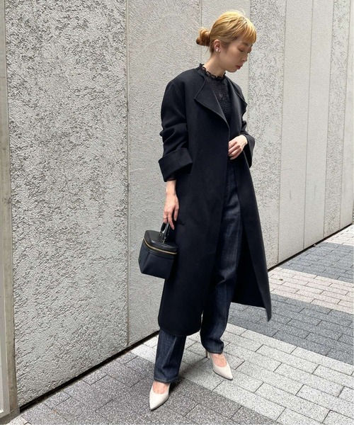 Noble（ノーブル）の「W/Nyリバーノーカラーコート◇（ノーカラー