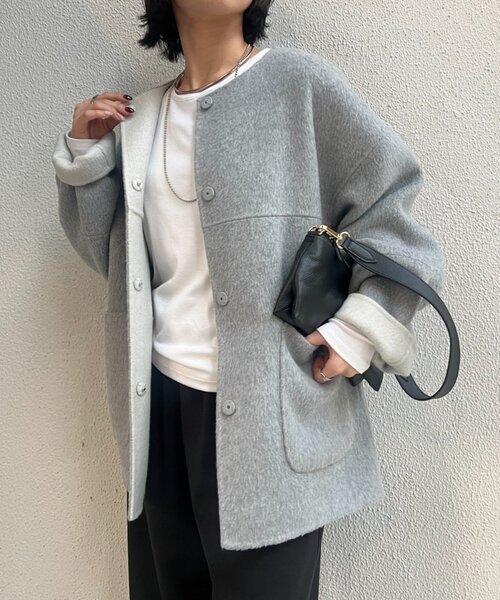 セール】【2WAY/ふんわり上質】リバーシブルコクーンジャケット（ノー