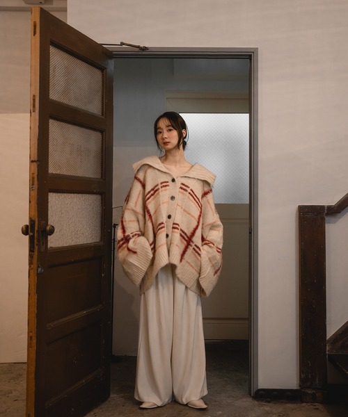 mideal（マイディール）の「plaid pattern cardigan / チェック