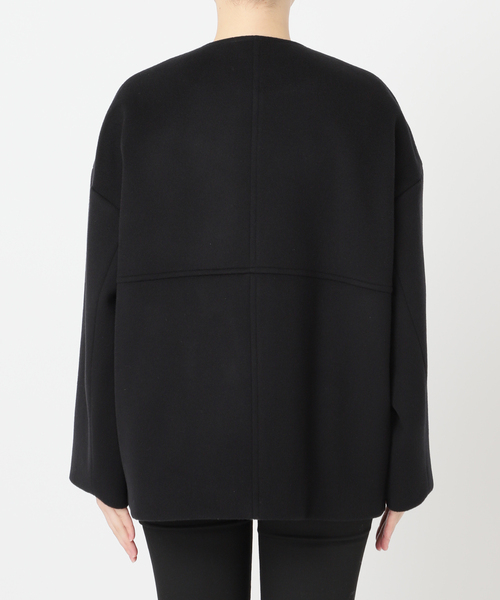 スーパー140ビーバーノーカラーショートコート（ノーカラーコート