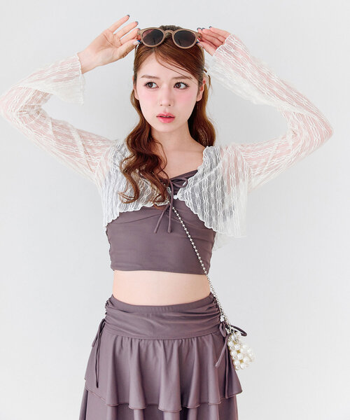 OLIVE des OLIVE（オリーブデオリーブ）の「レース羽織付リボンswim