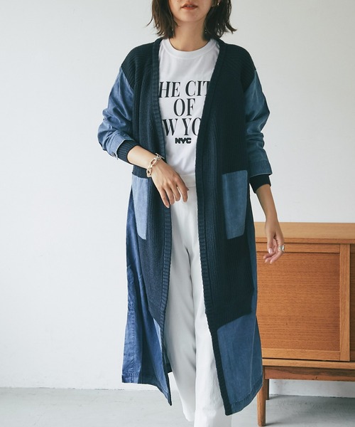 RIVE DROITE（リヴドロワ）の「ニット×デニムロングカーディガン
