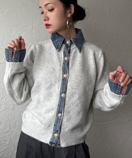 デニムドッキングニット（ニット/セーター）｜deux amour