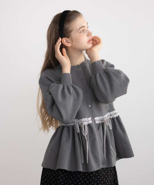 velours ribbon peplum cardigan / リボンペプラムカーディガン